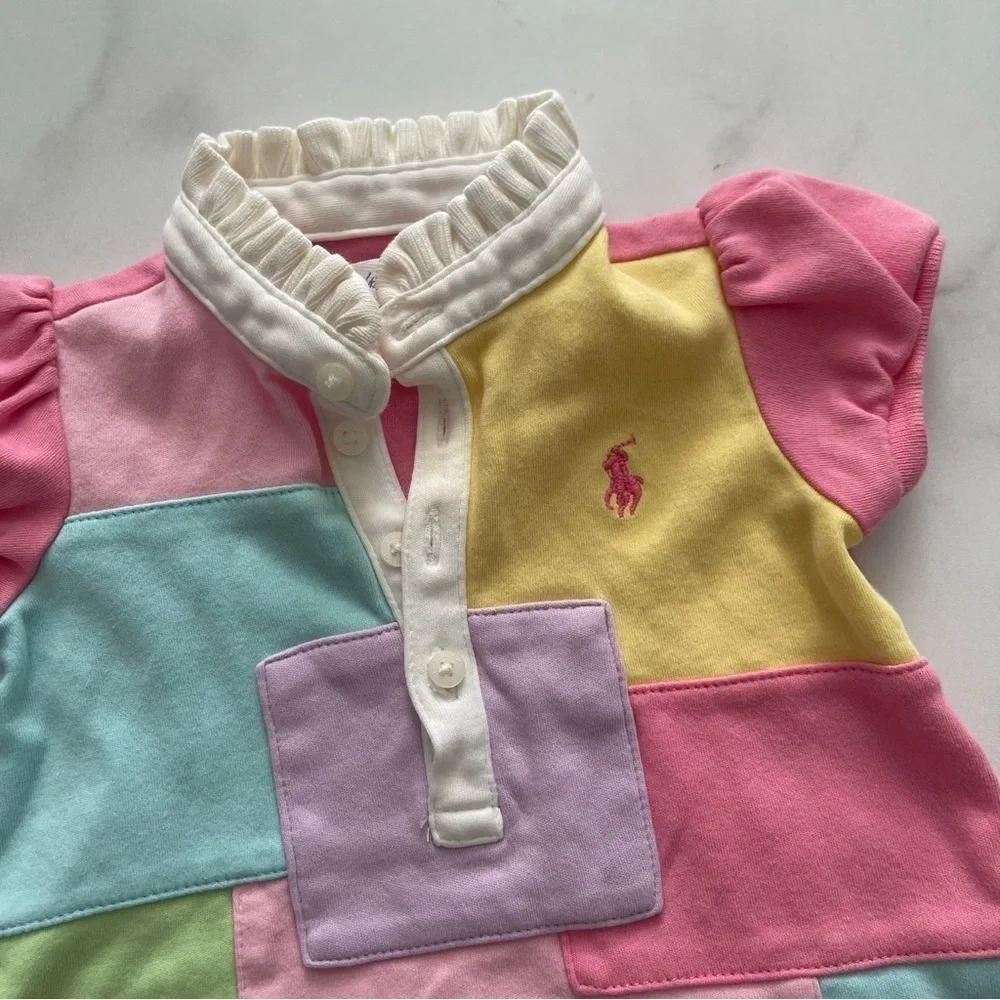 Ralph Lauren Girls Patchwork Polo Dress Size 6 months